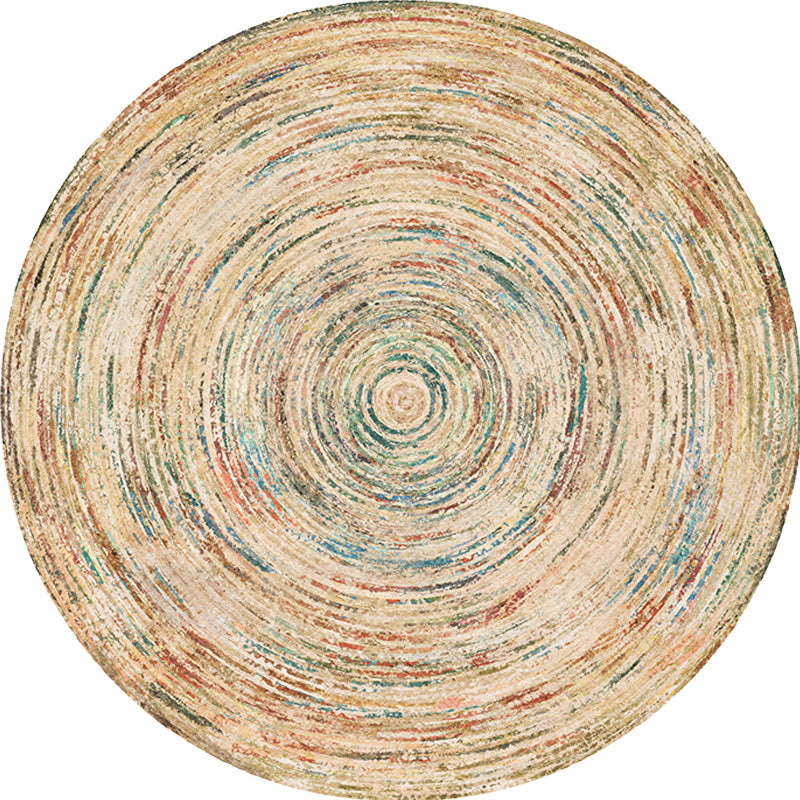 Avtoit | Retro Tribal Circles Pattern Carpet Yellow and Red Polyester Carpet Washable Pet Friendly Non-Slip Carpet for the Living Room