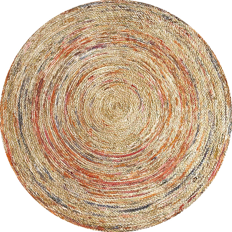 Avtoit | Retro Tribal Circles Pattern Carpet Yellow and Red Polyester Carpet Washable Pet Friendly Non-Slip Carpet for the Living Room