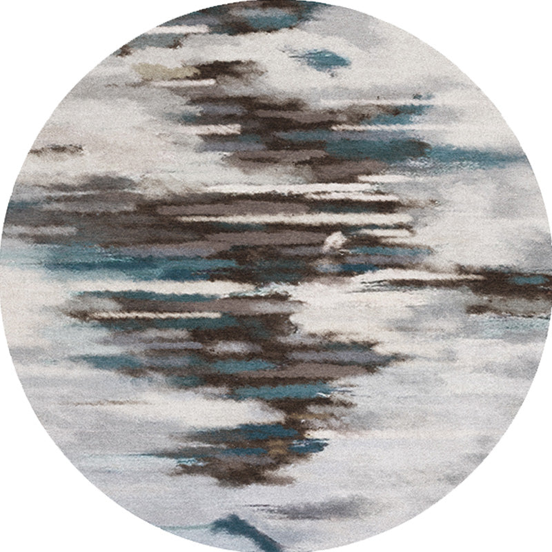 Avtoit | Funky Contemporary Rug Multicolored Watercolor and Swirl Stripe Pattern Rug Pet Friendly Non-Slip Washable Rug for the Home Office