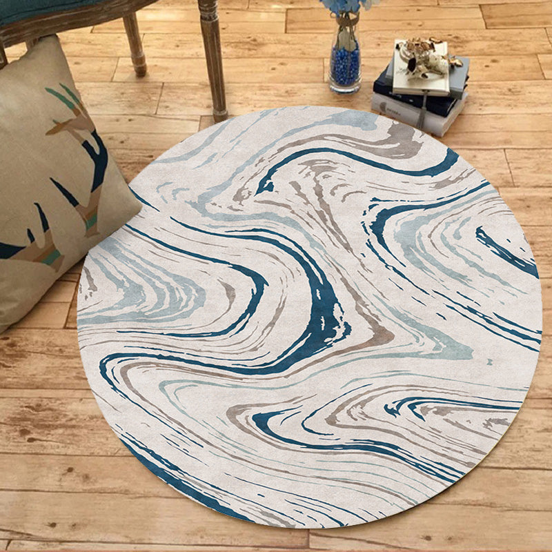 Avtoit | Funky Contemporary Rug Multicolored Watercolor and Swirl Stripe Pattern Rug Pet Friendly Non-Slip Washable Rug for the Home Office