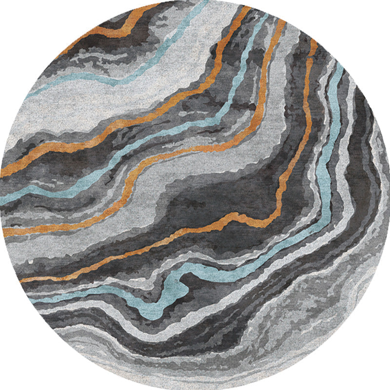 Avtoit | Funky Contemporary Rug Multicolored Watercolor and Swirl Stripe Pattern Rug Pet Friendly Non-Slip Washable Rug for the Home Office