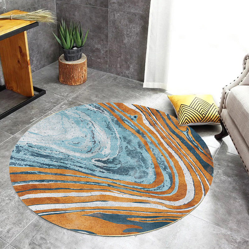 Avtoit | Funky Contemporary Rug Multicolored Watercolor and Swirl Stripe Pattern Rug Pet Friendly Non-Slip Washable Rug for the Home Office
