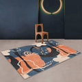 Avtoit | Funky Nordic Rug Orange and Blue Abstract Rug Pet-Friendly Non-Slip Washable Rug for Decoration