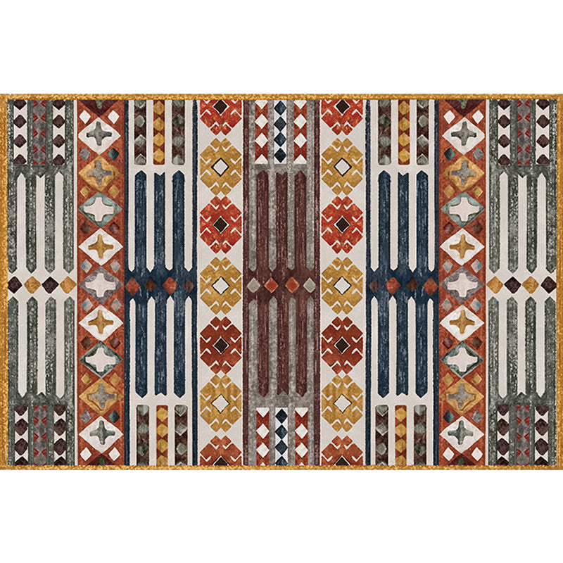 Avtoit | Traditional Tribal Flower Pattern Rug Multicolored Moroccan Rug Polyester Pet Friendly Non-Slip Back Washable Rug for Living Room