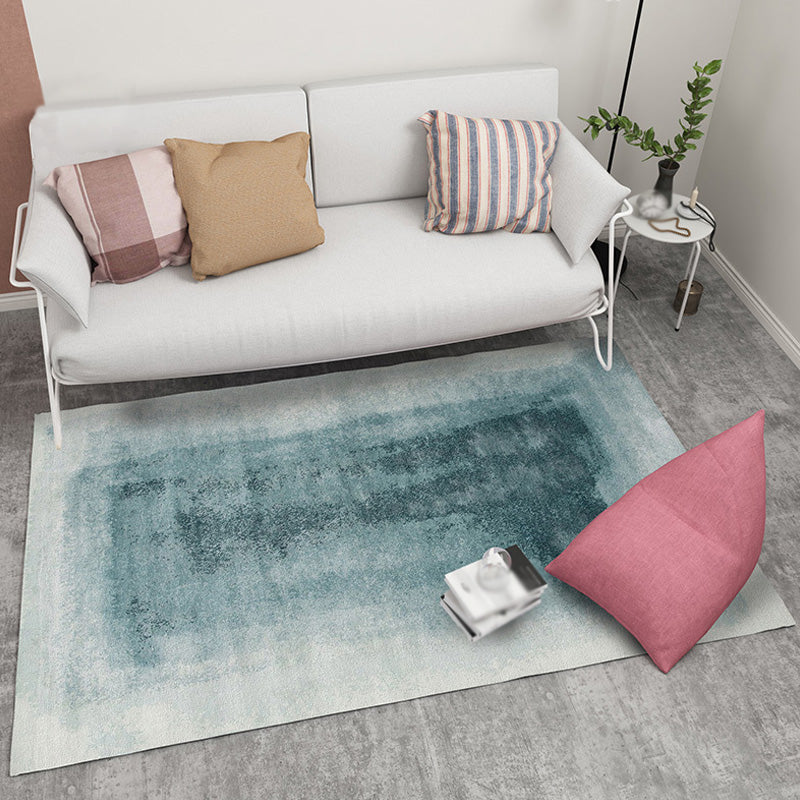 Avtoit | Modernist Watercolor Pattern Rug Blue and Yellow Polyester Rug Non-Slip Back Washable Pet-Friendly Rug for Bedroom