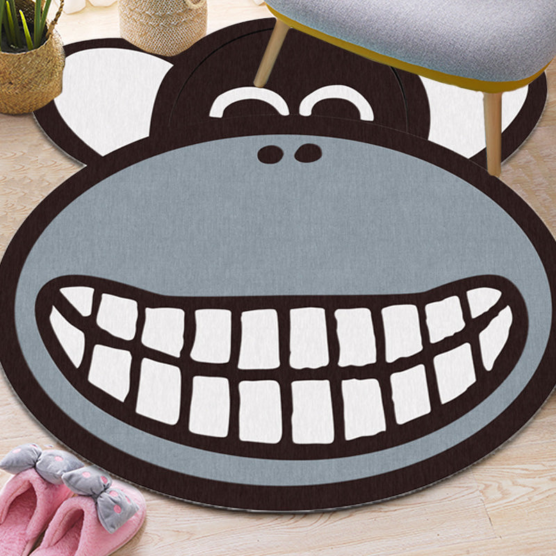 Avtoit | Gray Monkey Pattern Rug Polyester Kids Rug Washable Non-Slip Pet-Friendly Rug for the Children's Room