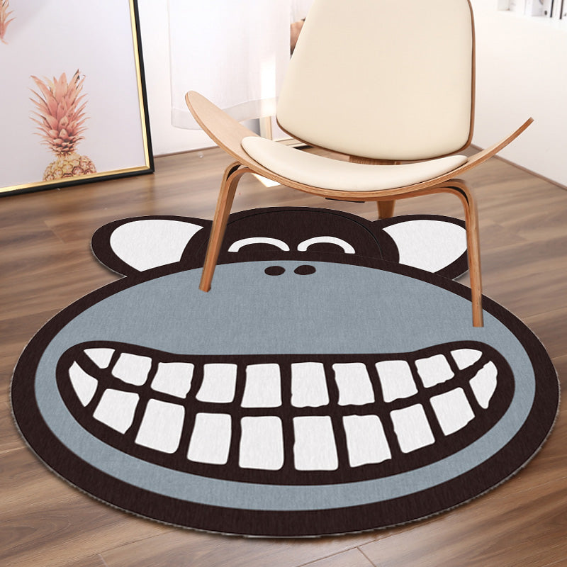Avtoit | Gray Monkey Pattern Rug Polyester Kids Rug Washable Non-Slip Pet-Friendly Rug for the Children's Room