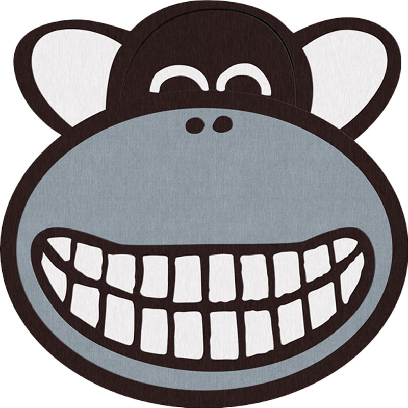 Avtoit | Gray Monkey Pattern Rug Polyester Kids Rug Washable Non-Slip Pet-Friendly Rug for the Children's Room