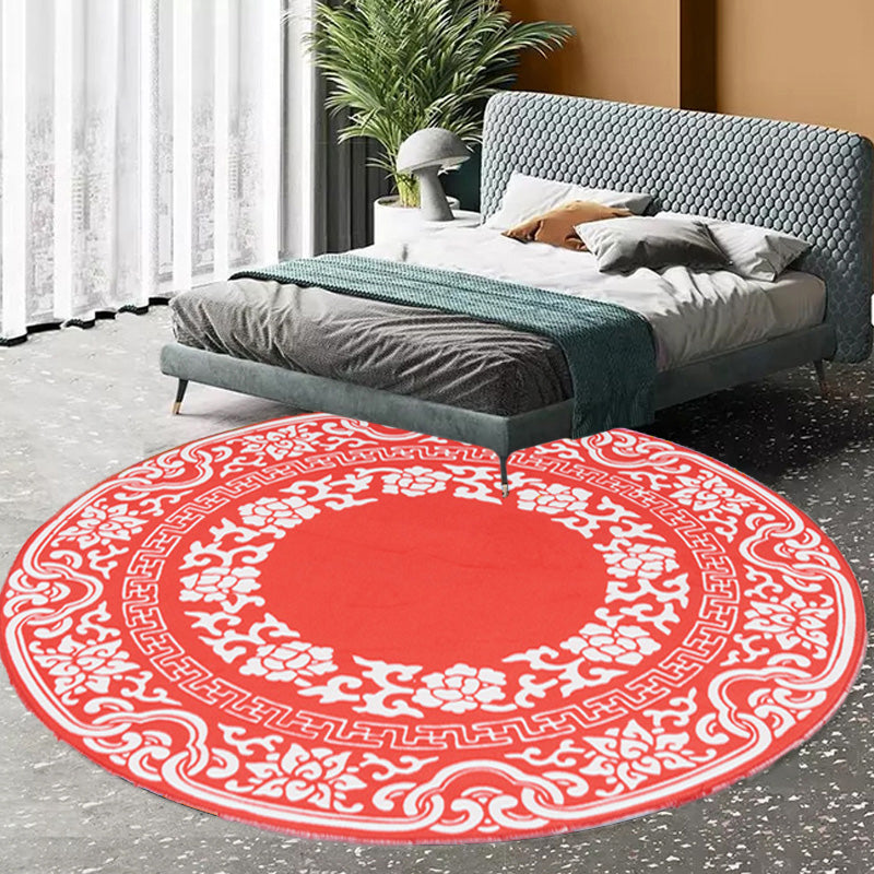 Avtoit | Vintage Floral Pattern Carpet Blue and Black Polyester Carpet Washable Pet-Friendly Non-Slip Carpet for Living Room