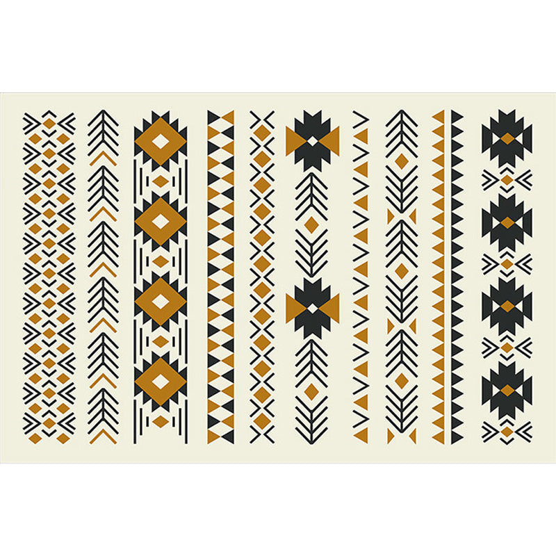Avtoit | Stamm Geometric Pattern Carpet Brown and Green Polyester Carpet Washable Pet Friendly Non-Slip Carpet for Living Room