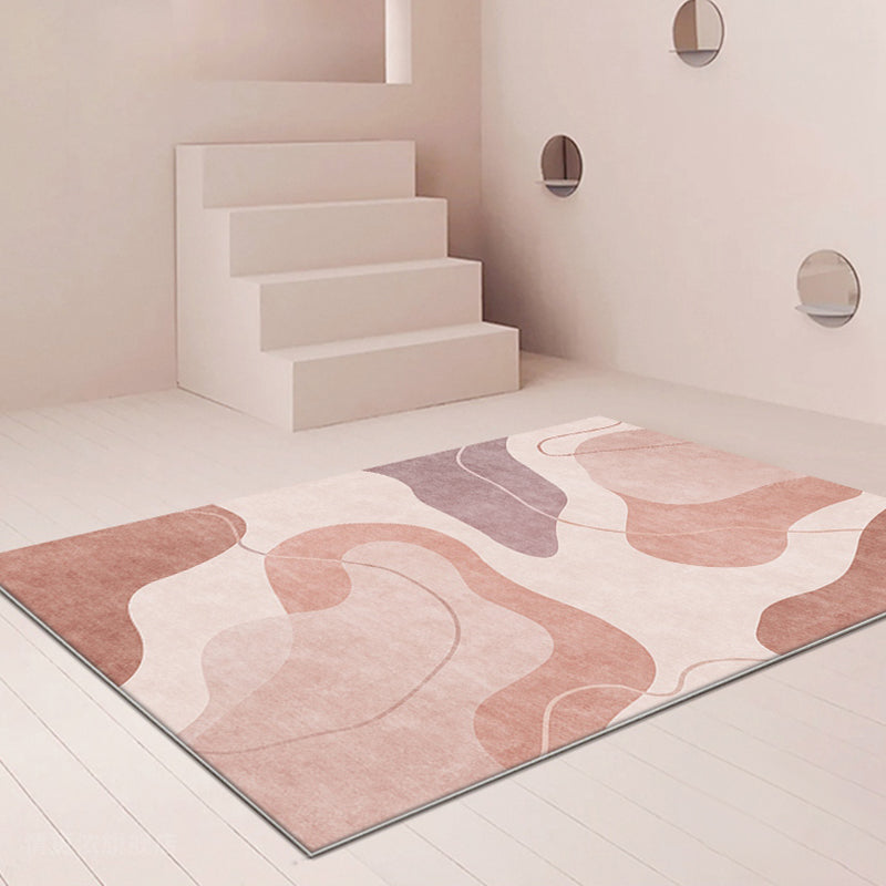Avtoit | Pink Color Block Area Rug Polyester Modern Rug Washable Non-slip Pet-friendly Area Rug for Living Room