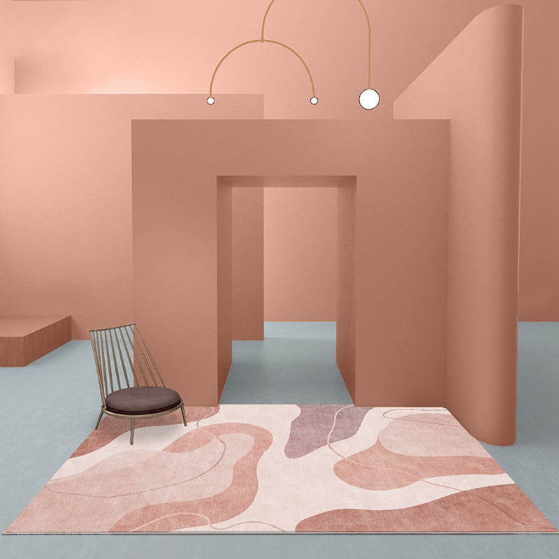 Avtoit | Pink Color Block Area Rug Polyester Modern Rug Washable Non-slip Pet-friendly Area Rug for Living Room