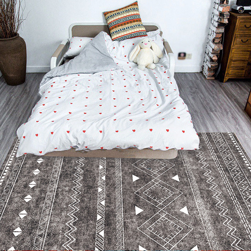 Avtoit | White and black bohemian carpet Polyester striped pattern carpet pet-friendly washable non-slip backing carpet for decoration