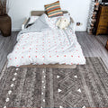 Avtoit | White and black bohemian carpet Polyester striped pattern carpet pet-friendly washable non-slip backing carpet for decoration