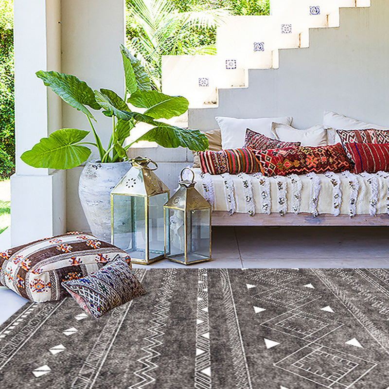 Avtoit | White and black bohemian carpet Polyester striped pattern carpet pet-friendly washable non-slip backing carpet for decoration
