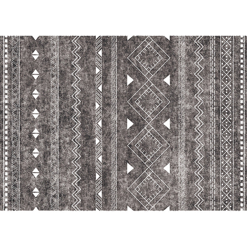 Avtoit | White and black bohemian carpet Polyester striped pattern carpet pet-friendly washable non-slip backing carpet for decoration