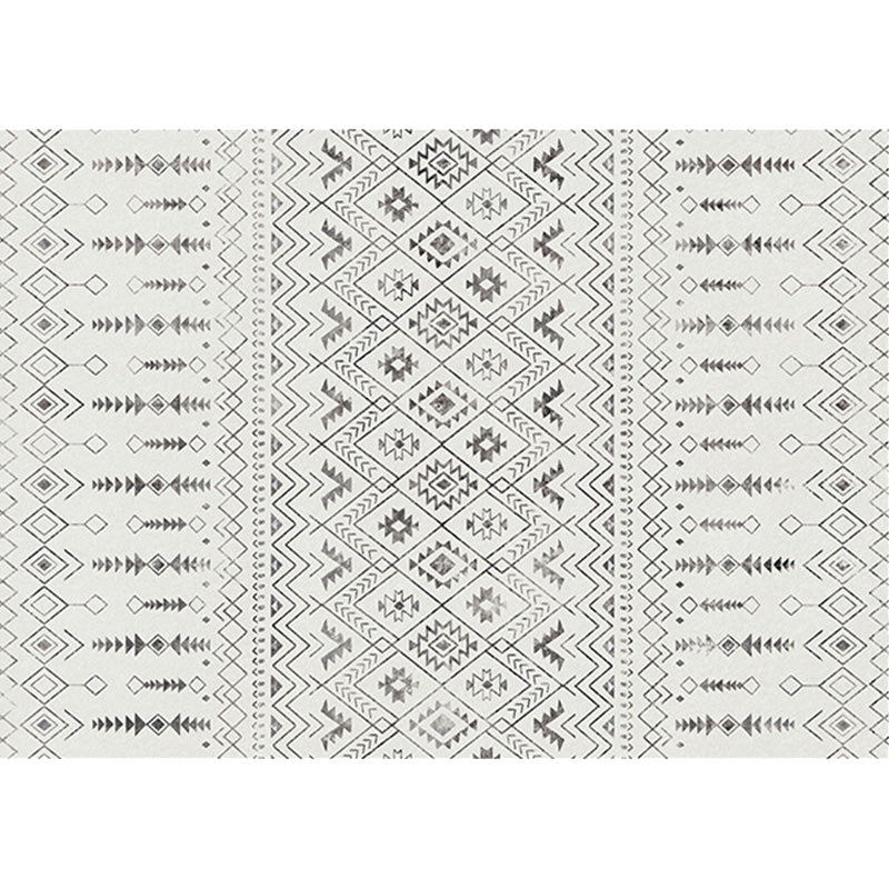 Avtoit | White and black bohemian carpet Polyester striped pattern carpet pet-friendly washable non-slip backing carpet for decoration