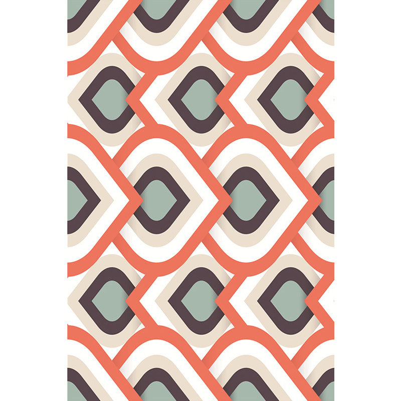 Avtoit | Moroccan geometric pattern rug in orange and brown, polyester rug, washable, pet-friendly, non-slip, area rug for the living room