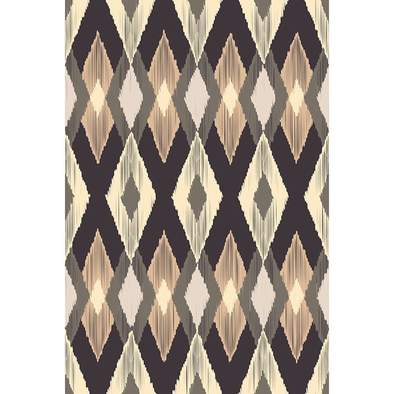 Avtoit | Moroccan geometric pattern rug in orange and brown, polyester rug, washable, pet-friendly, non-slip, area rug for the living room