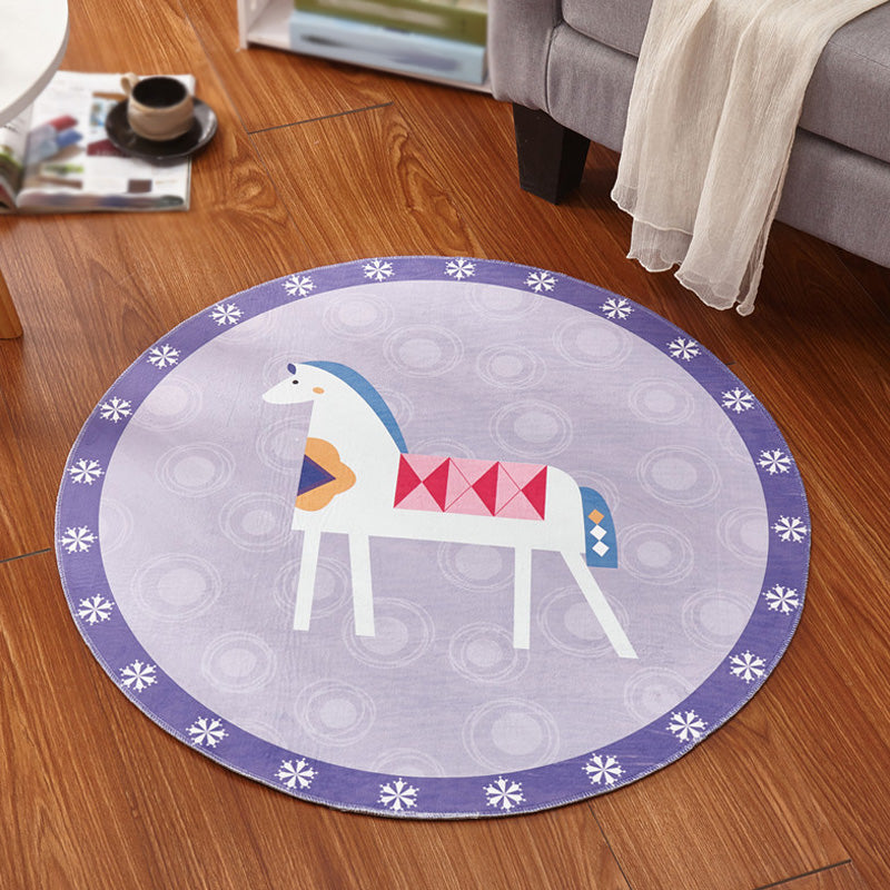Avtoit | Multicolor Animal Pattern Rug Polyester Kids Rug Washable Non-Slip Pet-Friendly Rug for Children's Room