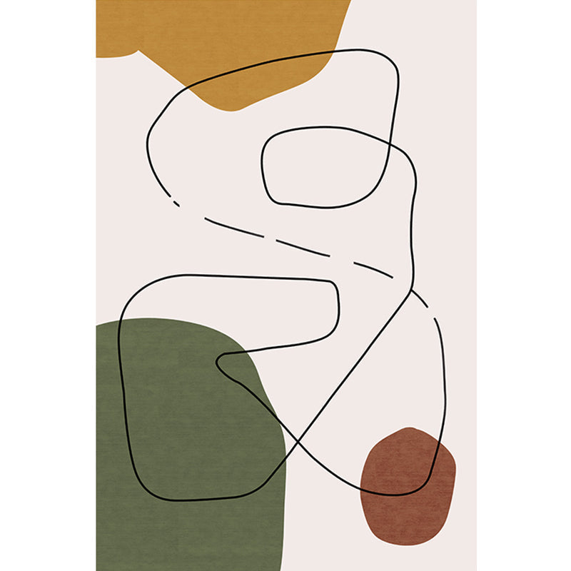 Avtoit | Contemporary Abstract Carpet Brown and Green Polyester Carpet Non-Slip Back Washable Pet Friendly Carpet for Home