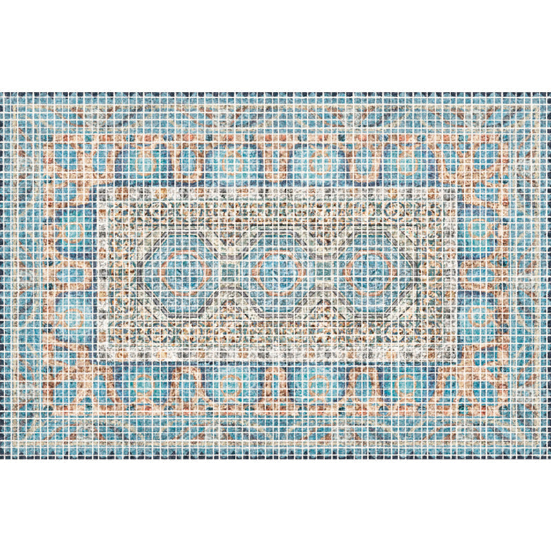 Avtoit | Bohemian striped patterned rug with flowers Multicolored Polyester rug Machine washable non-slip back rug for living room