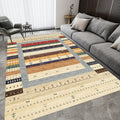 Avtoit | Bohemian striped patterned rug with flowers Multicolored Polyester rug Machine washable non-slip back rug for living room