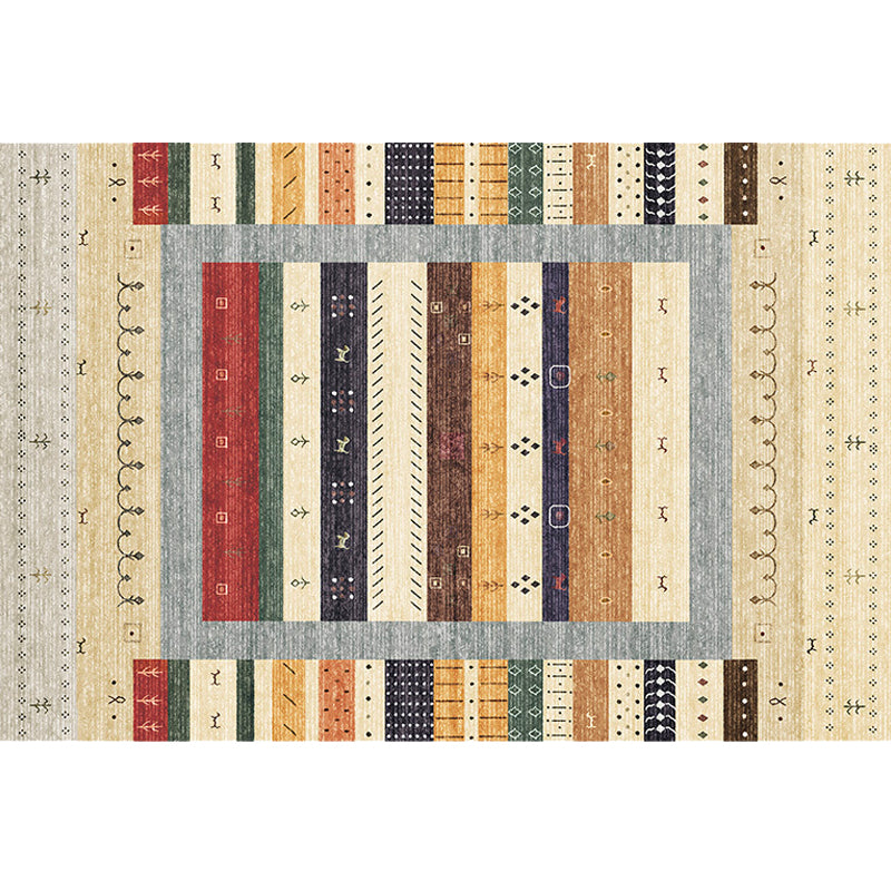 Avtoit | Bohemian striped patterned rug with flowers Multicolored Polyester rug Machine washable non-slip back rug for living room