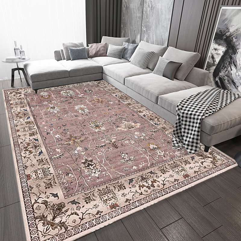 Avtoit | Bohemian striped patterned rug with flowers Multicolored Polyester rug Machine washable non-slip back rug for living room