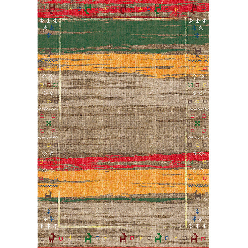 Avtoit | Bohemian striped patterned rug with flowers Multicolored Polyester rug Machine washable non-slip back rug for living room