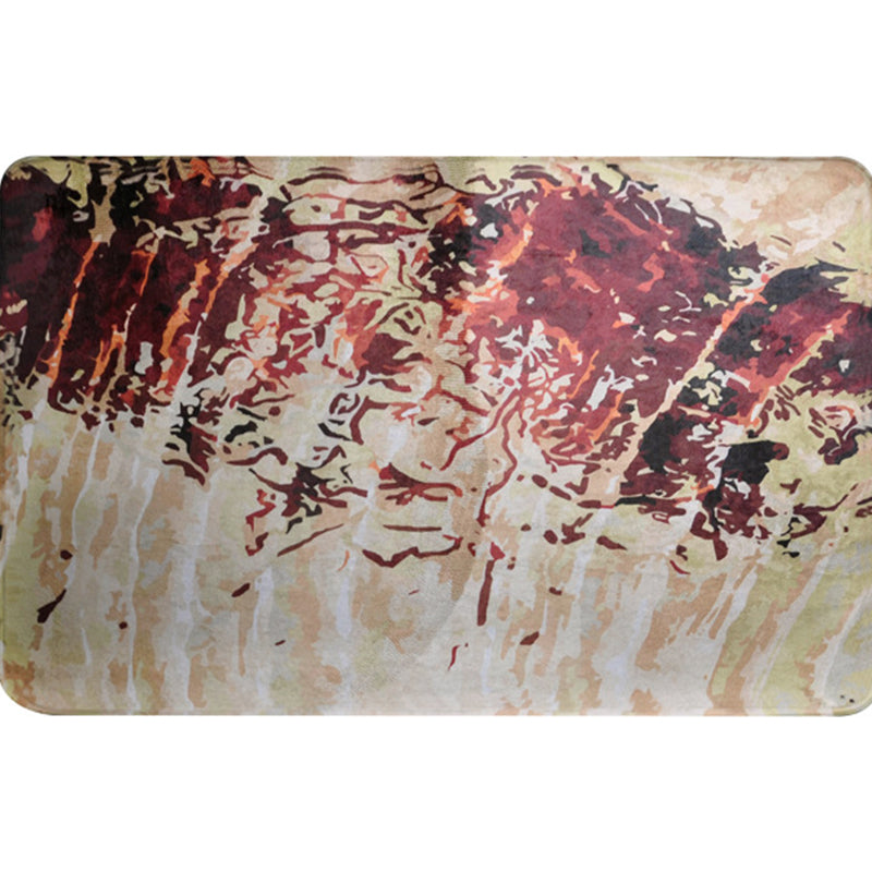 Avtoit | Unique abstract rug Red Shabby Chic rug Polyester machine washable non-slip flooring for the living room