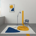 Avtoit | Modernist Color Block Carpet Blue and Yellow Polyester Carpet Non-Slip Back Washable Pet-Friendly Rug for Home