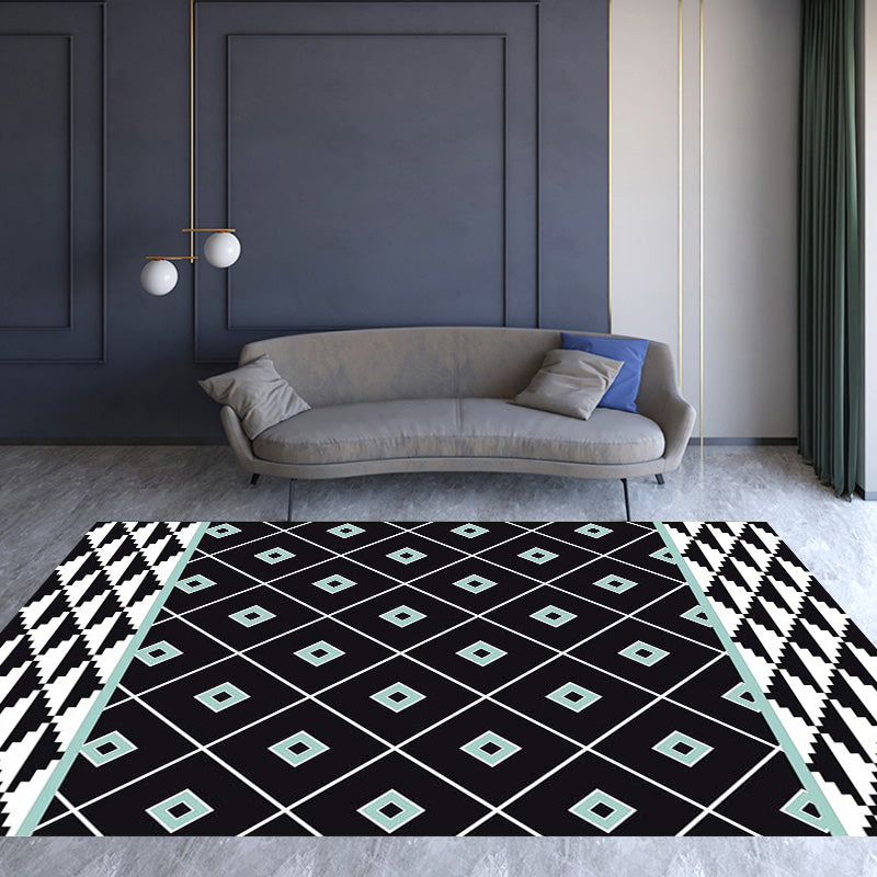Avtoit | Southwest Tribal Geometric Pattern Rug Multicolor Polyester Rug Washable Pet-Friendly Non-Slip Rug for Living Room
