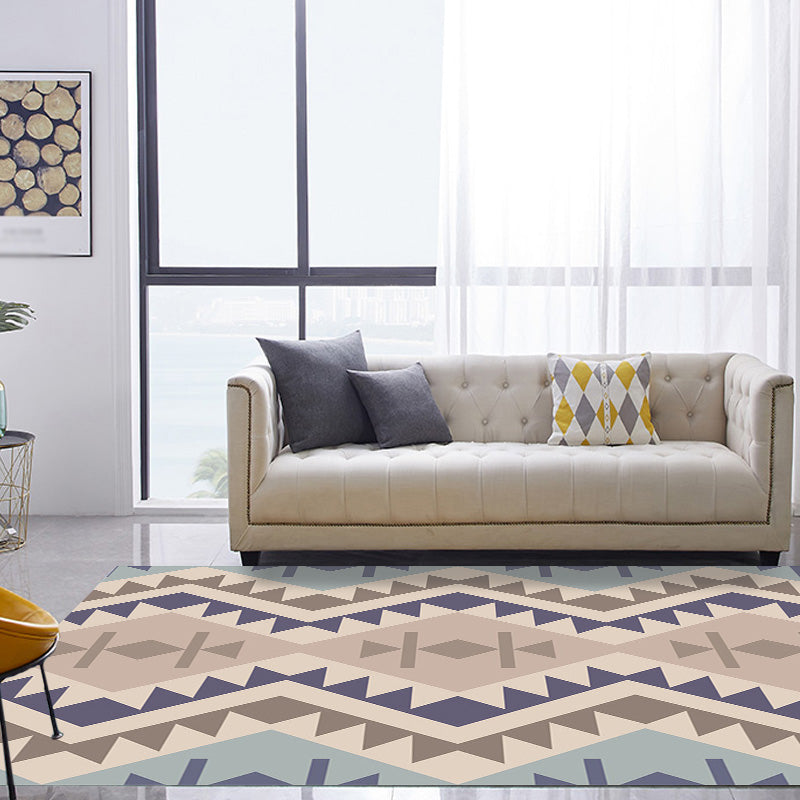 Avtoit | Southwest Tribal Geometric Pattern Rug Multicolor Polyester Rug Washable Pet-Friendly Non-Slip Rug for Living Room