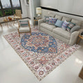 Avtoit | Retro Tribal Flower Pattern Rug Pink and Gray Polyester Rug Washable Pet-Friendly Non-Slip Rug for Living Room