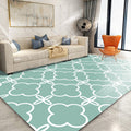 Avtoit | Retro-geometric floral pattern rug blue and green southwest rug polyester pet-friendly non-slip back washable area rug for living room