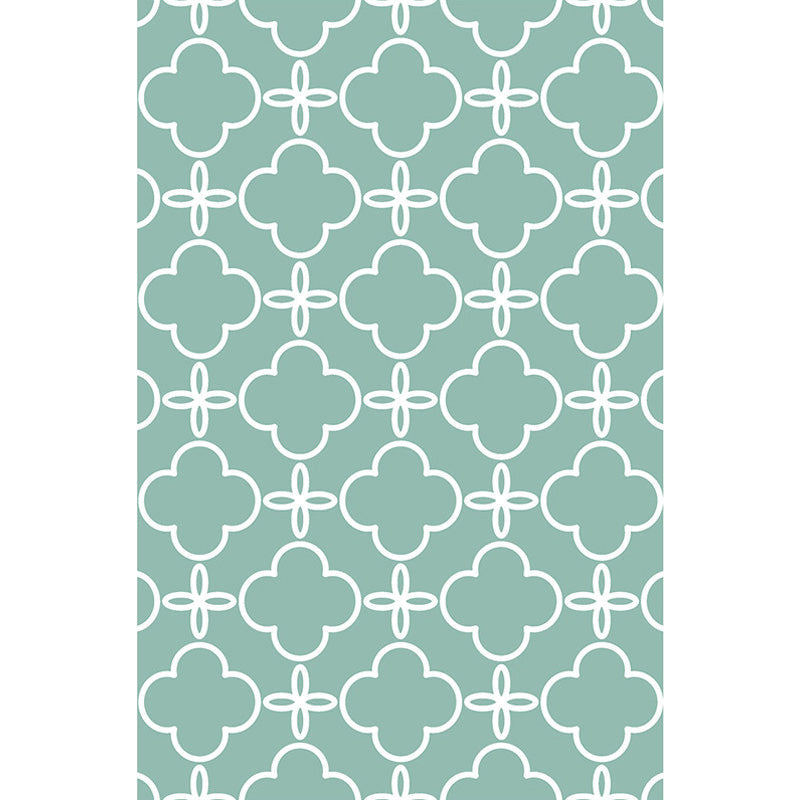 Avtoit | Retro-geometric floral pattern rug blue and green southwest rug polyester pet-friendly non-slip back washable area rug for living room