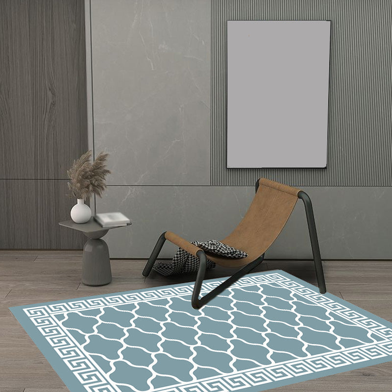 Avtoit | Retro-geometric floral pattern rug blue and green southwest rug polyester pet-friendly non-slip back washable area rug for living room