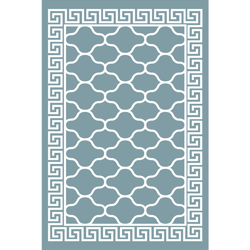 Avtoit | Retro-geometric floral pattern rug blue and green southwest rug polyester pet-friendly non-slip back washable area rug for living room