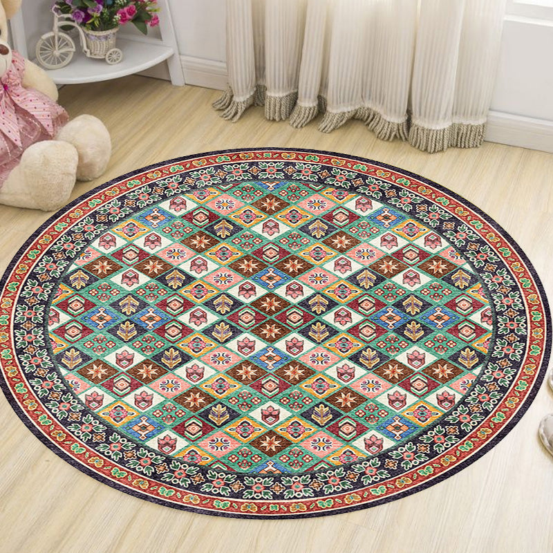 Avtoit | Unique Tribal Diamond Pattern Rug Multicolored Moroccan Rug Polyester Pet-Friendly Non-Slip Back Washing Machine Safe Rug for the Living Room