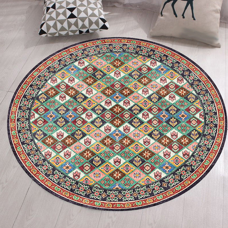Avtoit | Unique Tribal Diamond Pattern Rug Multicolored Moroccan Rug Polyester Pet-Friendly Non-Slip Back Washing Machine Safe Rug for the Living Room