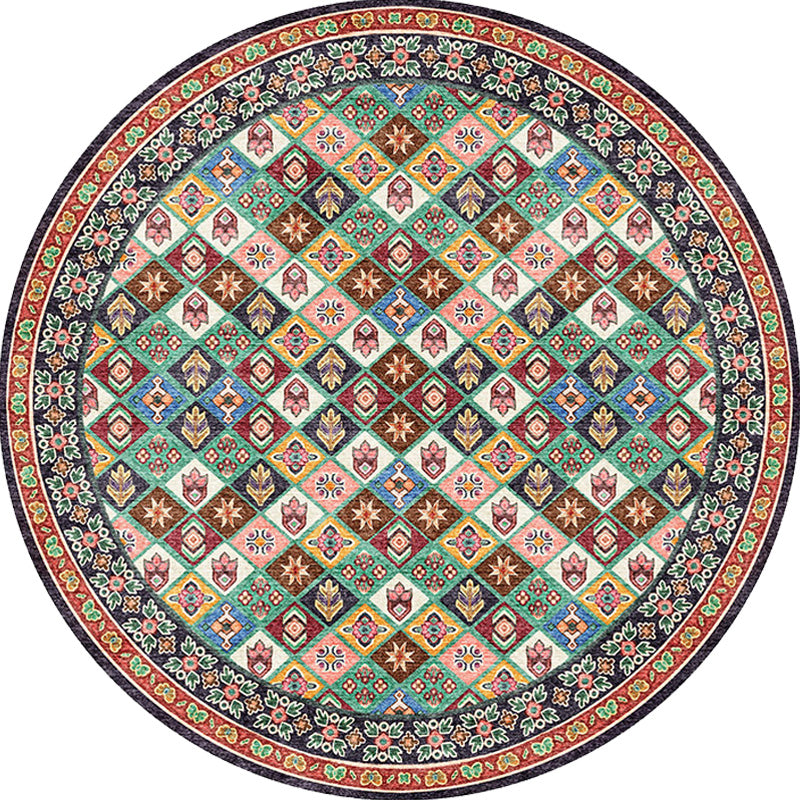 Avtoit | Unique Tribal Diamond Pattern Rug Multicolored Moroccan Rug Polyester Pet-Friendly Non-Slip Back Washing Machine Safe Rug for the Living Room