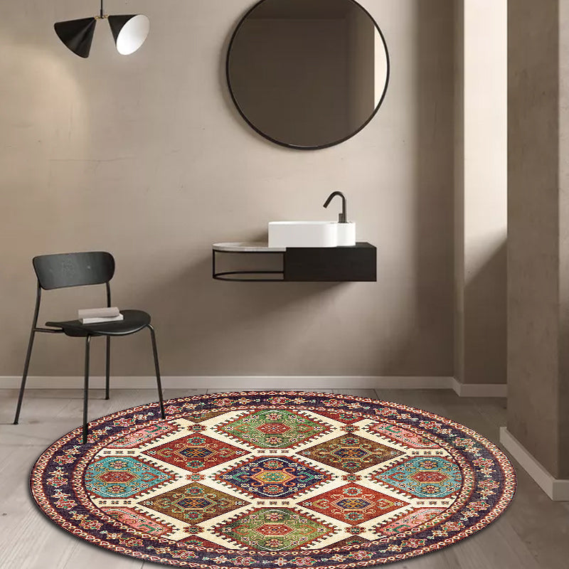 Avtoit | Unique Tribal Diamond Pattern Rug Multicolored Moroccan Rug Polyester Pet-Friendly Non-Slip Back Washing Machine Safe Rug for the Living Room