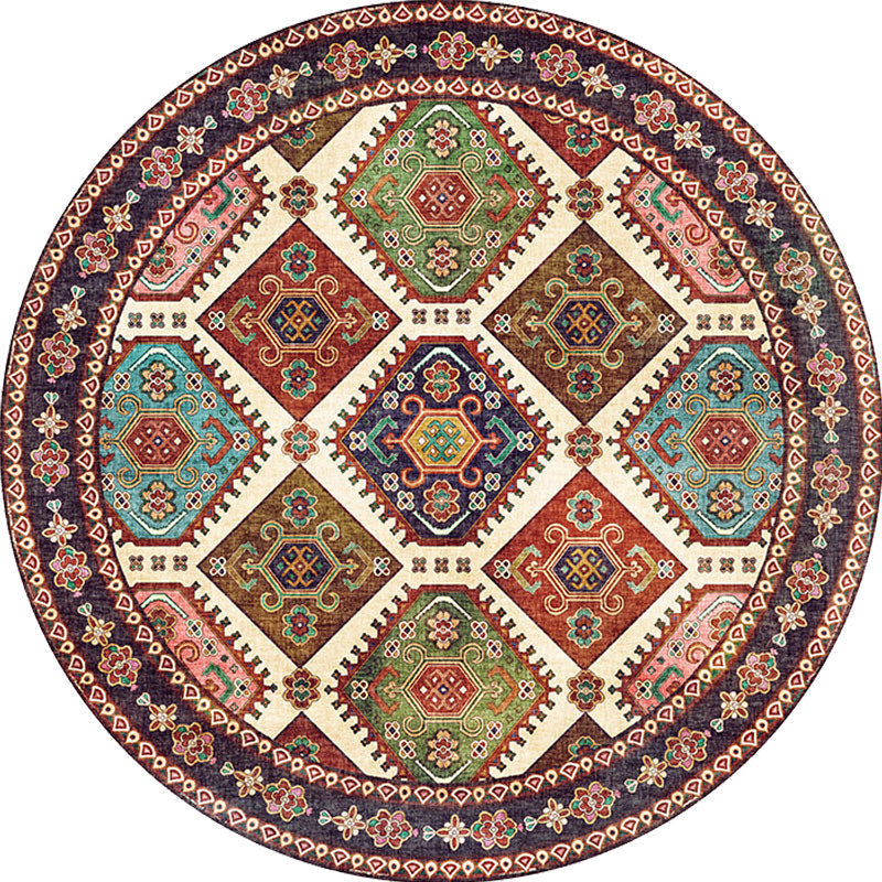 Avtoit | Unique Tribal Diamond Pattern Rug Multicolored Moroccan Rug Polyester Pet-Friendly Non-Slip Back Washing Machine Safe Rug for the Living Room