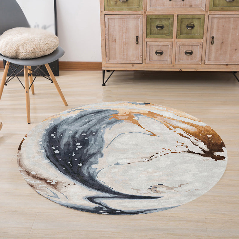Avtoit | Contemporary watercolour patterned rug with twist stripes Multi-colour polyester rug Non-slip backing Washable Pet-friendly rug for bedroom