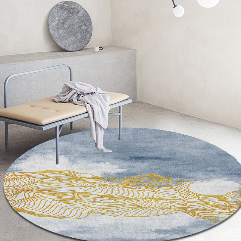 Avtoit | Contemporary watercolour patterned rug with twist stripes Multi-colour polyester rug Non-slip backing Washable Pet-friendly rug for bedroom