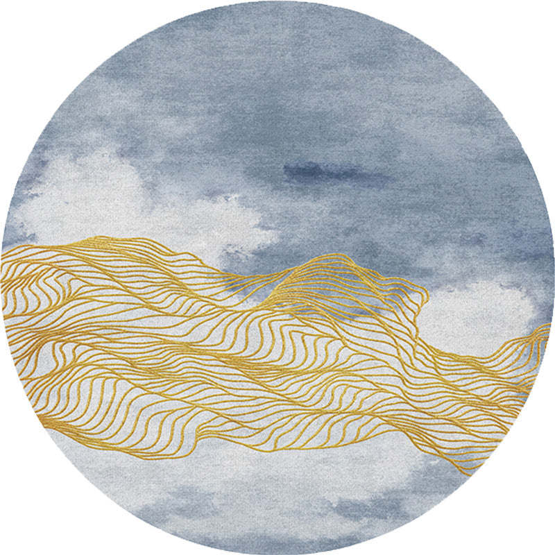 Avtoit | Contemporary watercolour patterned rug with twist stripes Multi-colour polyester rug Non-slip backing Washable Pet-friendly rug for bedroom