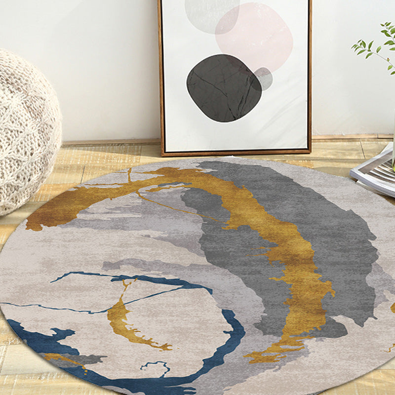 Avtoit | Contemporary watercolour patterned rug with twist stripes Multi-colour polyester rug Non-slip backing Washable Pet-friendly rug for bedroom