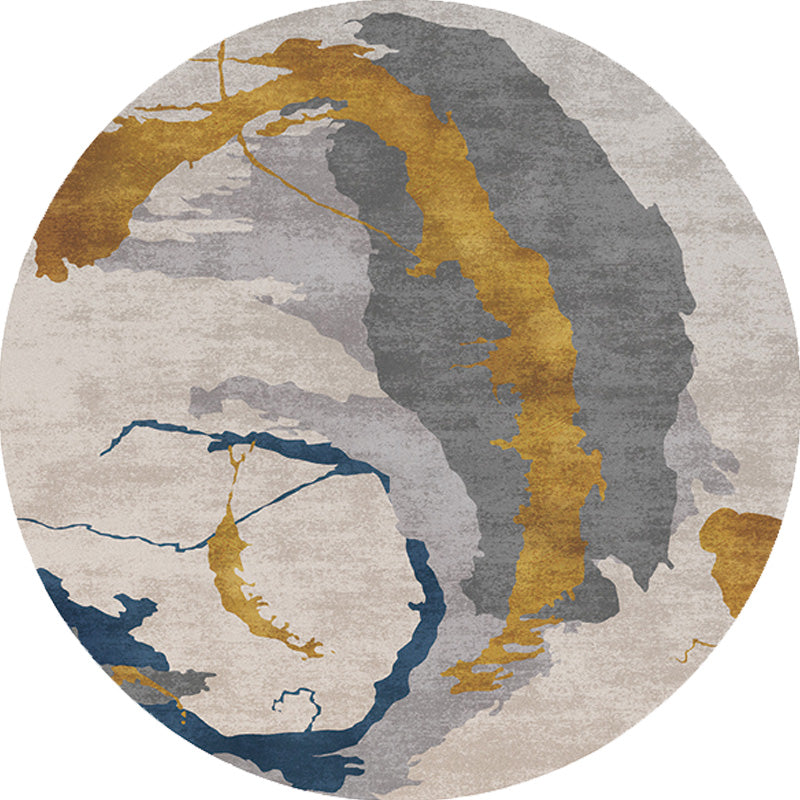 Avtoit | Contemporary watercolour patterned rug with twist stripes Multi-colour polyester rug Non-slip backing Washable Pet-friendly rug for bedroom