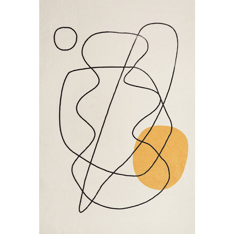 Avtoit | Beige Abstract Rug Polyester Modern Rug Washable Non-Slip Pet-Friendly Area Rug for the Living Room